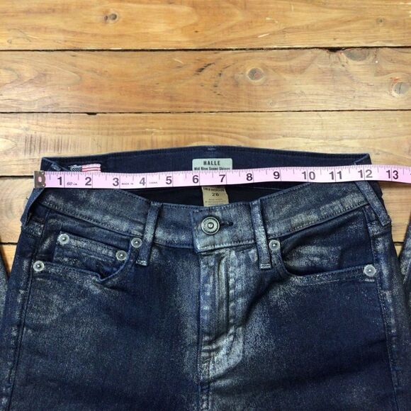 TRUE Religion Halle jeans mid rise super skinny metallic gold powder coated 26 - Picture 10 of 14